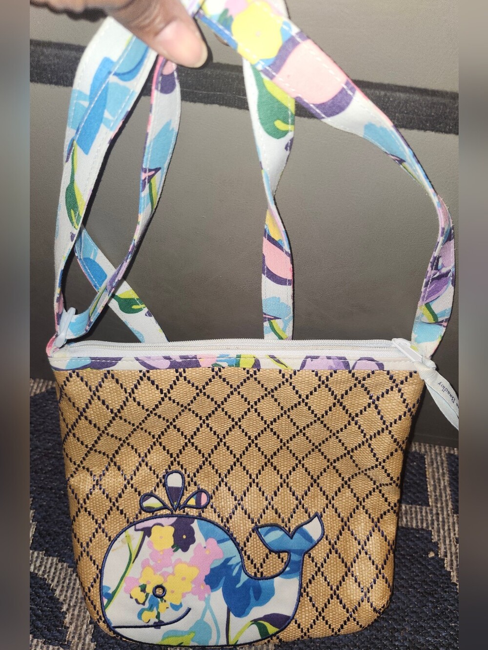 Vera Bradley Whale Print Straw Crossbody in Multicolor